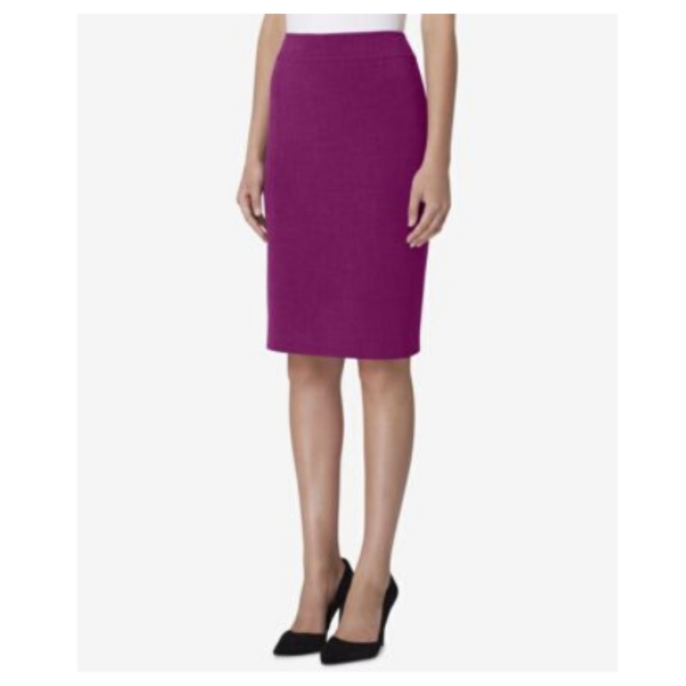 TahariASL Women Pencil Skirt Wide Waistband Purple